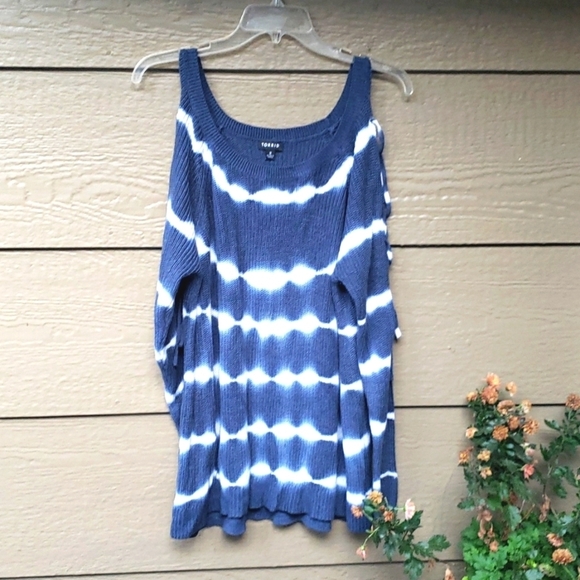 Torrid Summer PULLOVER COLD SHOULDER SWEATER Tie Dye 2X - Picture 6 of 10